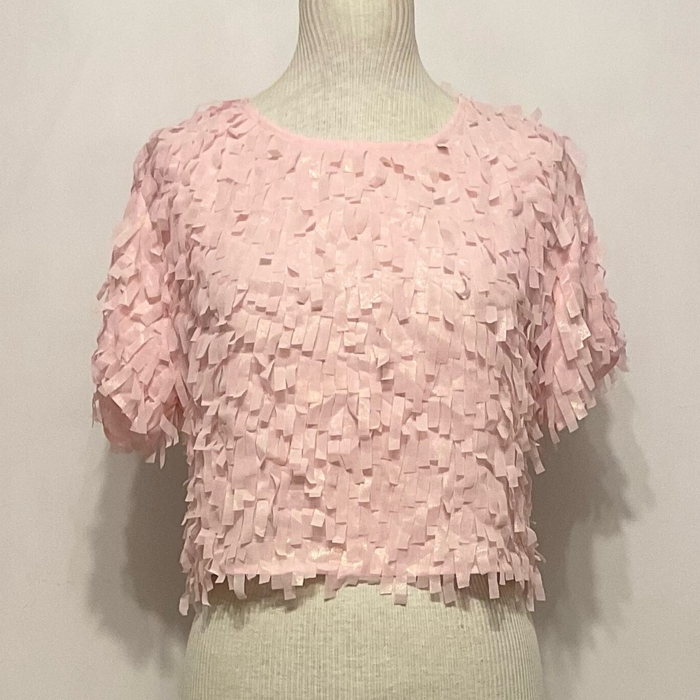 Pink fringe blouse from Honey Boutique